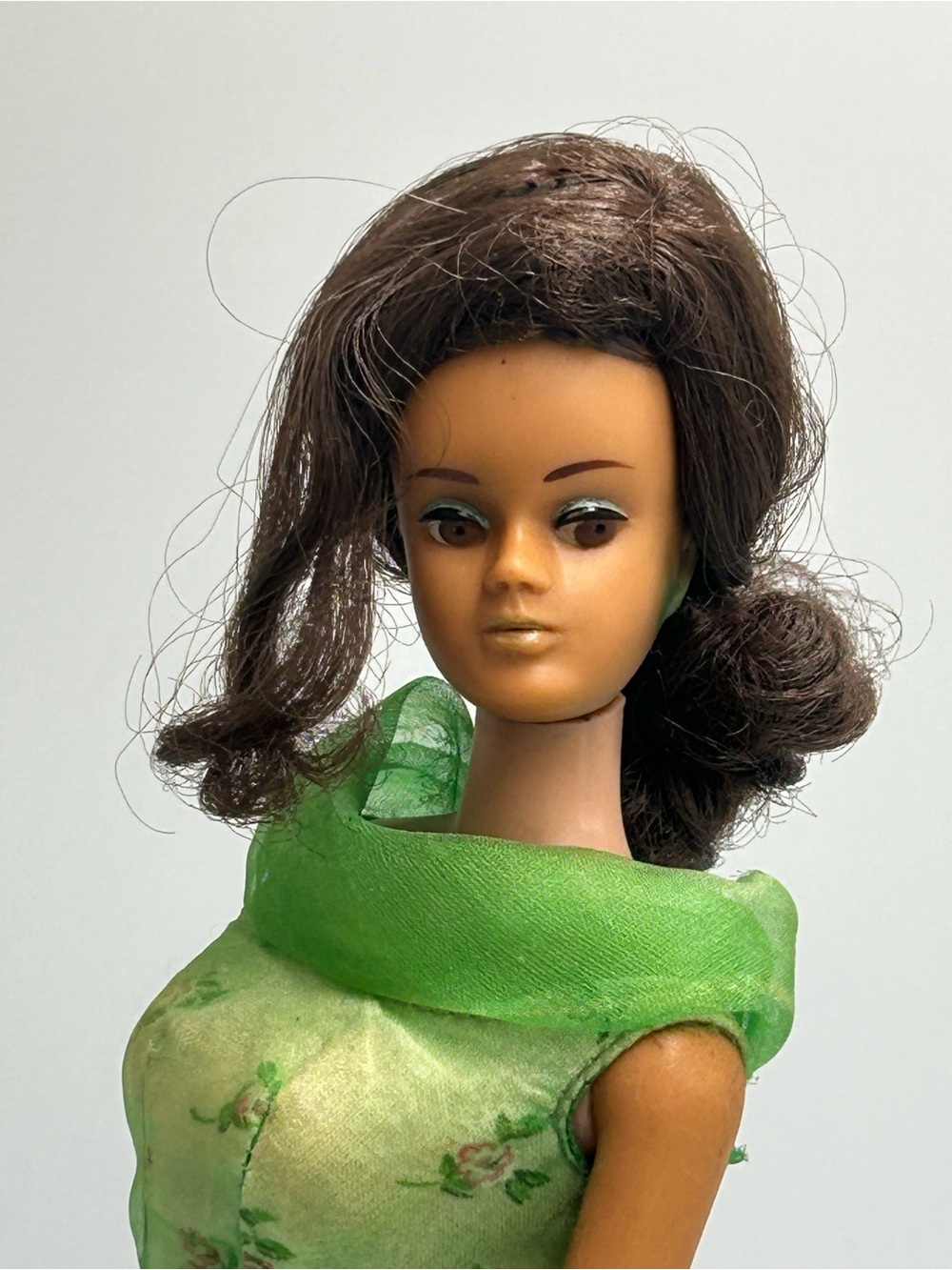 Vintage Brown-Haired Mattel Japanese Exclusive Midge With Rare Wig W/ Vtg Dress
